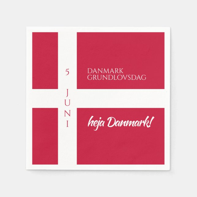 Danmark Grundlovsdag Dansk nationaldag Flagga Pappersservett (Framsidan)