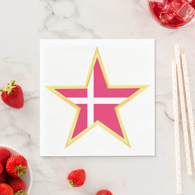 Danmark Guld Star Flagga Land Pappersservett (Skapare uppladdad)
