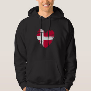Danmark Heart Danish Flagga Dansk Pride Hoodie