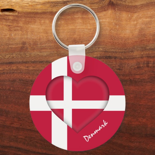 Danmark & Heart, Dansk Flagga/sport Nyckelring (Framsida)