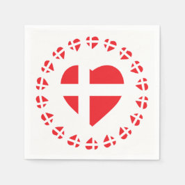DANMARK HEART SHAPE FLAGGA PAPPERSSERVETT