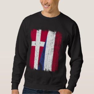Danmark Holland Halvtyska Flagga Lång Ärmad Tröja