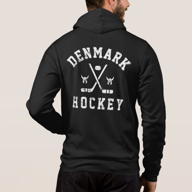 Danmark Ice Hockey Hoodie T Shirt (Baksida)
