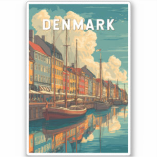 Danmark Illustration Resa Konst Vintage Klistermärken
