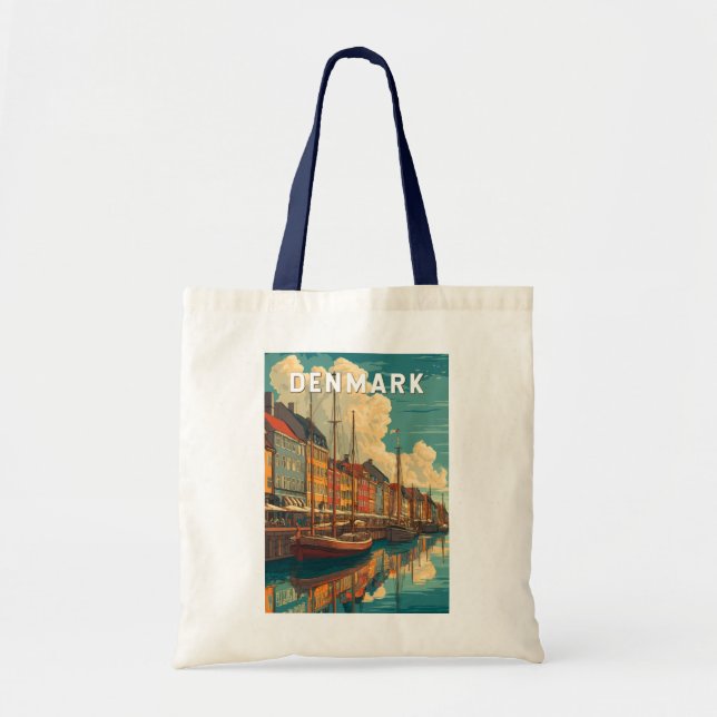 Danmark Illustration Resa Konst Vintage Tygkasse (Framsidan)