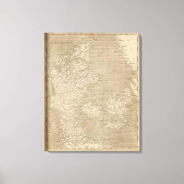 Danmark Karta av Arrowsmith Canvastryck (Framsida)