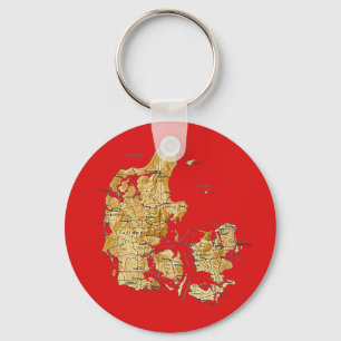 Danmark Karta Keychain Nyckelring