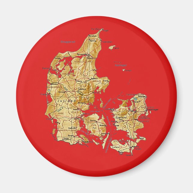 Danmark Karta Magnet (Framsidan)