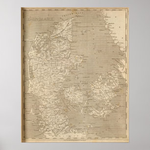 Danmark karta vid Arrowsmith Poster