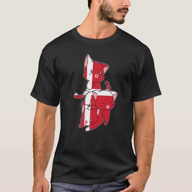 Danmark Katter Danska Danmark T Shirt (Framsida)