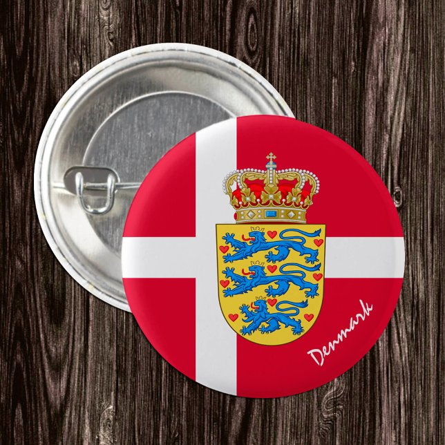 Danmark, knapp, patriotisk dansk Flagga mode Knapp (Skapare uppladdad)