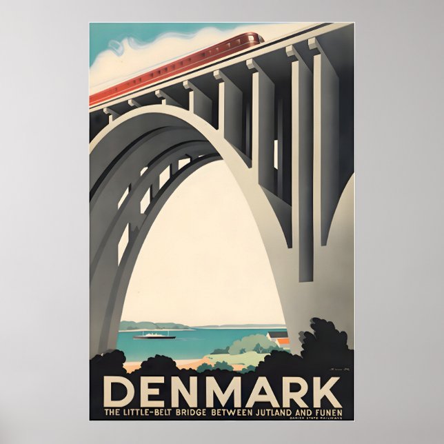 Danmark Konst Jylland Tryck Funen Resa Affisch (Framsidan)