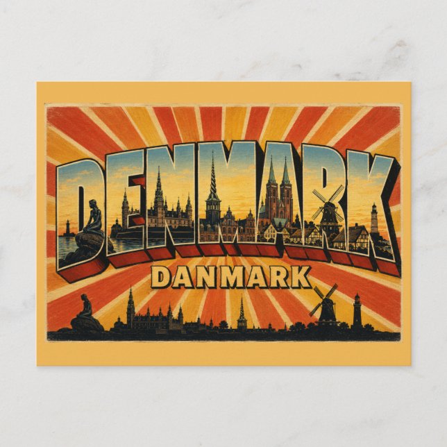 Danmark Land Antik Slott Väderkvarn Vykort (Framsida)