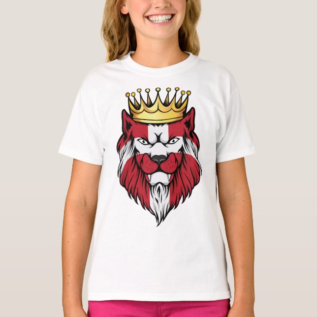 Danmark Lejona Kung Flagga T Shirt (Framsida)
