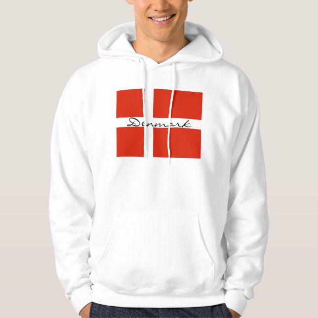Danmark med Dannebrog Sweatshirt Med Luva (Framsida)