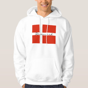 Danmark med Dannebrog Sweatshirt Med Luva