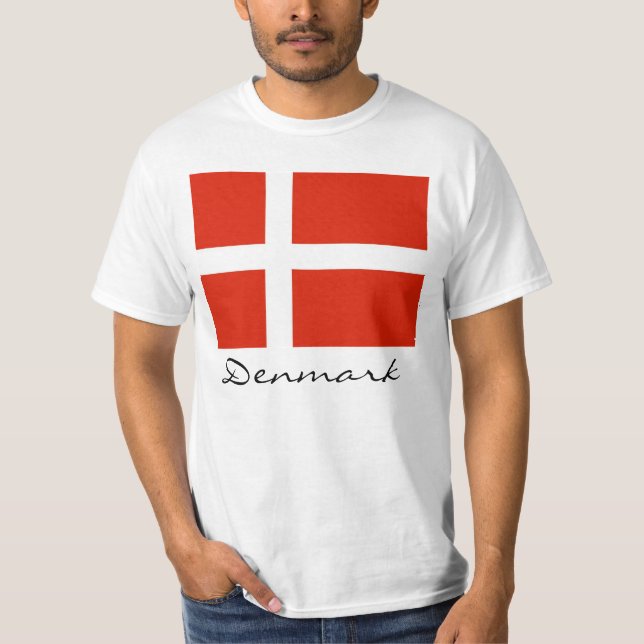 Danmark med Dannebrog Tee Shirt (Framsida)