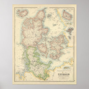 Danmark med Schleswig och Holstein Poster