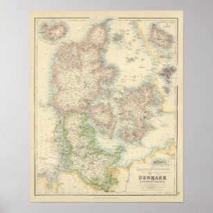 Danmark med Schleswig och Holstein Poster