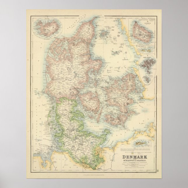 Danmark med Schleswig och Holstein Poster (Framsidan)