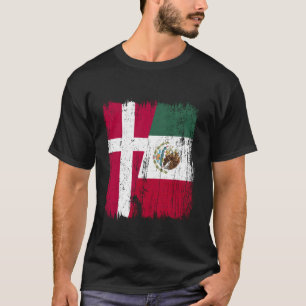 Danmark Mexiko Halv Flagga Dansk Mexikansk Kultura T Shirt