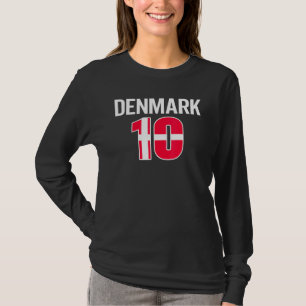 Danmark nr 10 Dansk fotbollsspelare Flagga D T Shirt