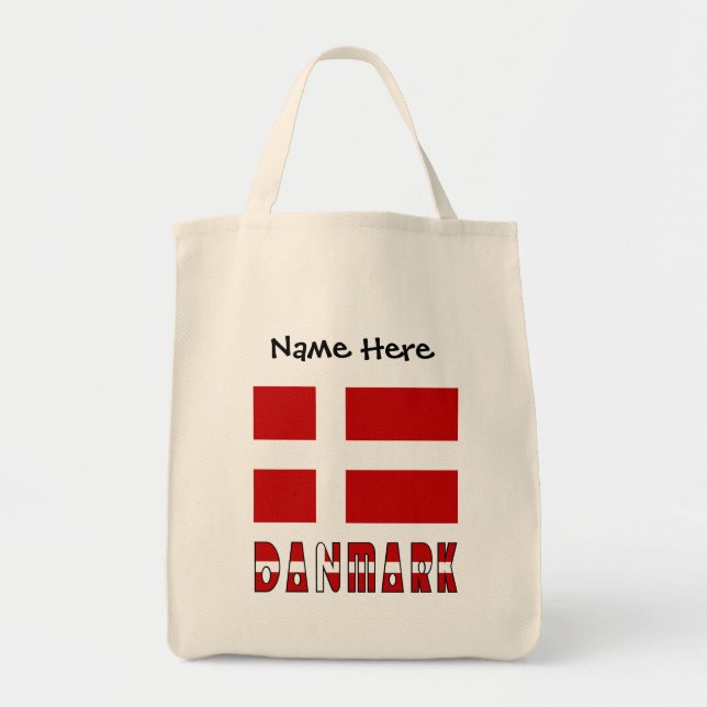 Danmark och dansk flagga personlig  tygkasse (Framsidan)