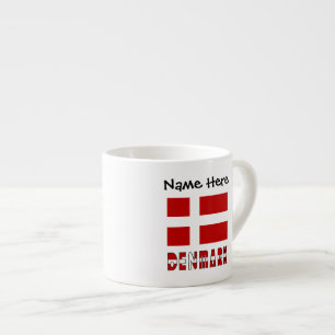 Danmark och danska flaggan med ditt namn espressomugg
