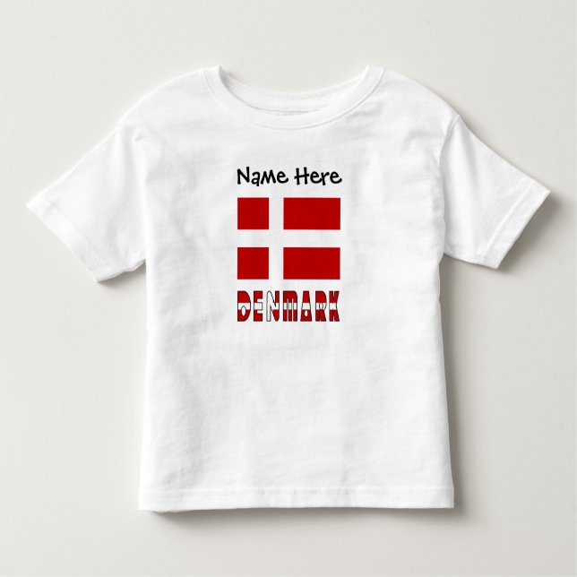 Danmark och Flagga Personlig Småbarn T-sh T Shirt (Framsida)