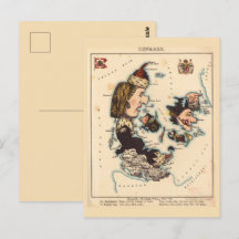 Danmark Picorial kartor Vintage Postcard