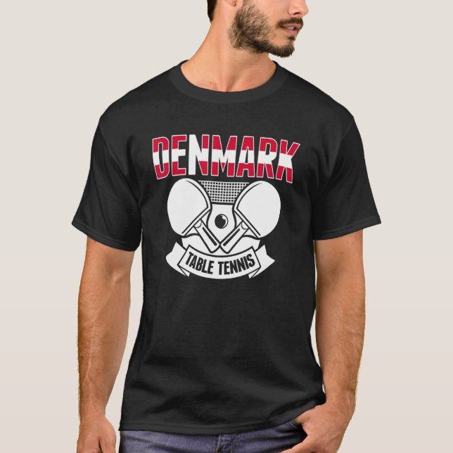 Danmark Ping Pong Proud Danish Bord Tennis Suppo T Shirt (Framsida)