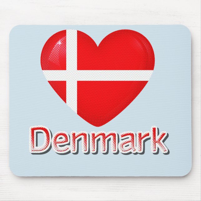 Danmark Pop Art Heart Flagga Musmatta (Framsidan)