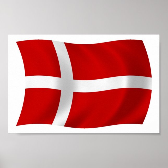 Danmark Poster utskrift av Flagga (Framsidan)