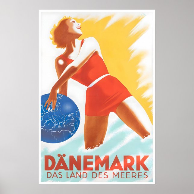 Danmark Resa Poster Dansk Konst Land Av SjÖar (Framsidan)