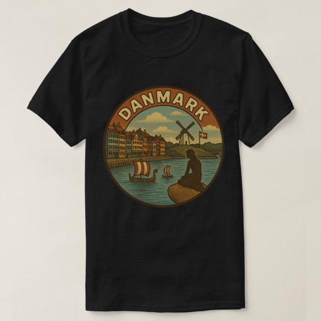 Danmark Resa Vintage T Shirt (Design framsida)