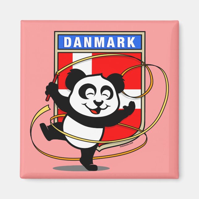 Danmark Rhythmic Gymnastics Panda Magnet (Framsidan)
