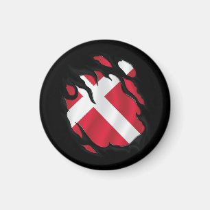 Danmark Rippat Flagga Magnet