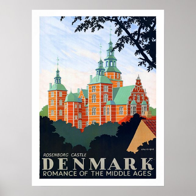 Danmark, Rosenborg castle, medeltida romantik Poster (Framsidan)