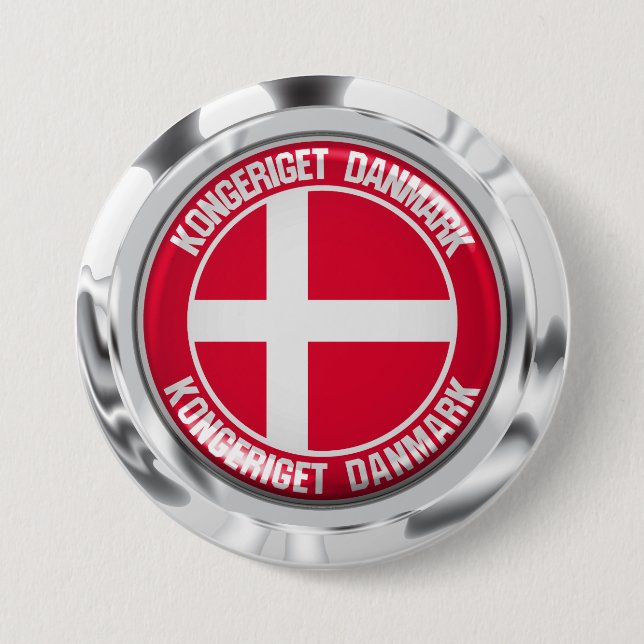 Danmark Round Emblem Knapp (Framsida)