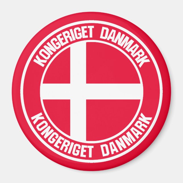Danmark Round Emblem Magnet (Framsidan)