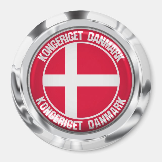 Danmark Round Emblem Magnet (Framsidan)
