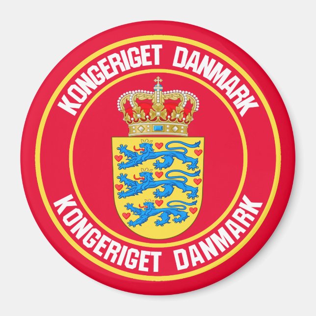 Danmark Round Emblem Magnet (Framsidan)