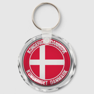 Danmark Round Emblem Nyckelring