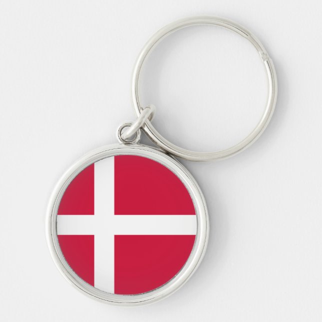 danmark rund silverfärgad nyckelring (Framsidan)