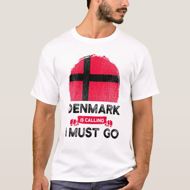 Danmark säger att jag måste gå till Danes Flagga H T Shirt (Framsida)