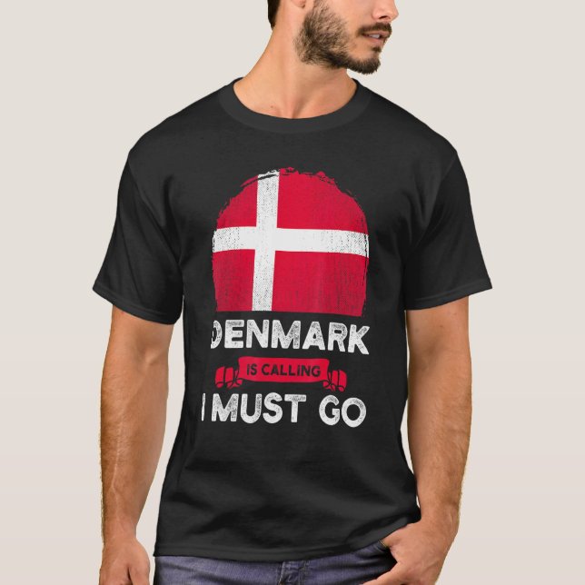Danmark säger att jag måste gå till Danes Flagga H T Shirt (Framsida)