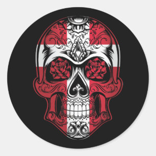 Danmark Skull och Ro Flagga Runt Klistermärke