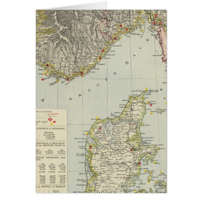 Danmark, södra Norgen Hälsningskort (Framsidan)