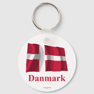 Danmark som vinkar flagga med namn i danska nyckelring