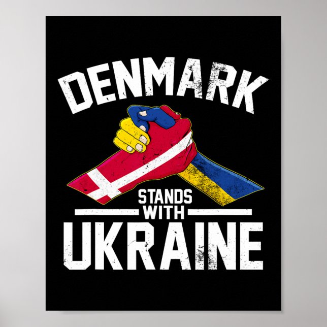 Danmark Står Med Ukraina Ukrainsk Dansk Flagga  Poster (Framsidan)